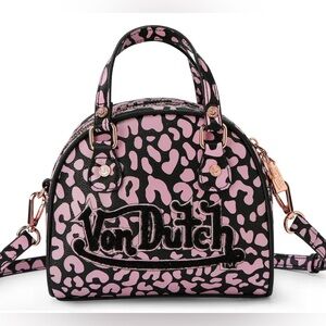 Von Dutch Pink and Black Leopard Mini Bag